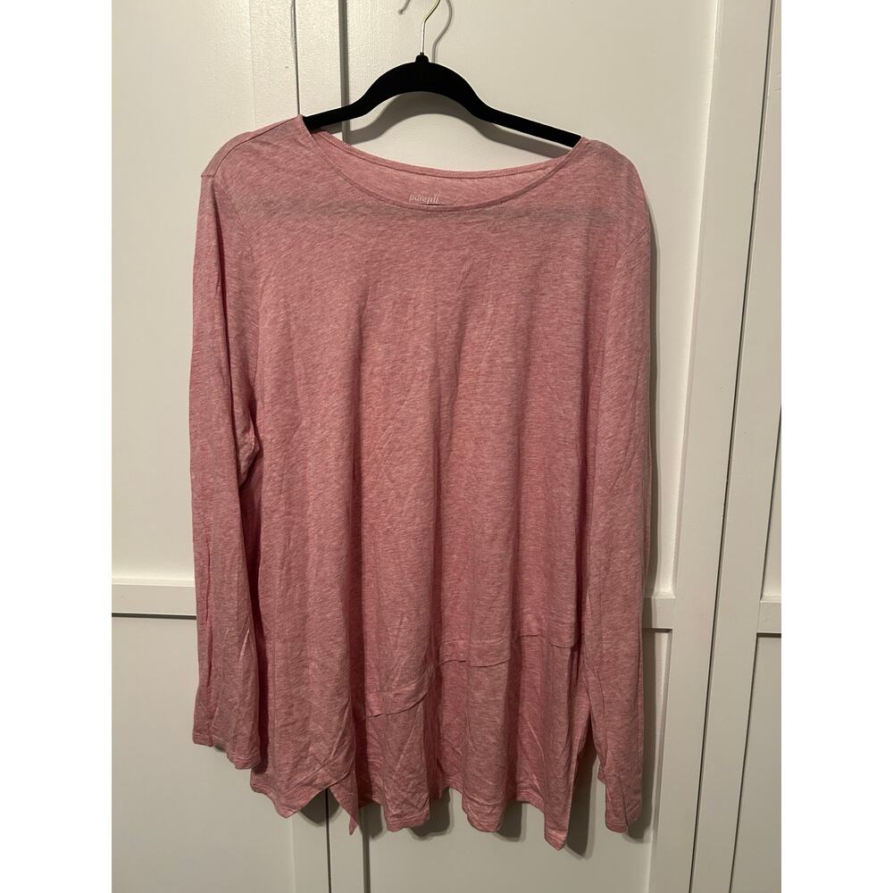 Pure Jill Layered Asymmetrical Tee XL Pink Rose